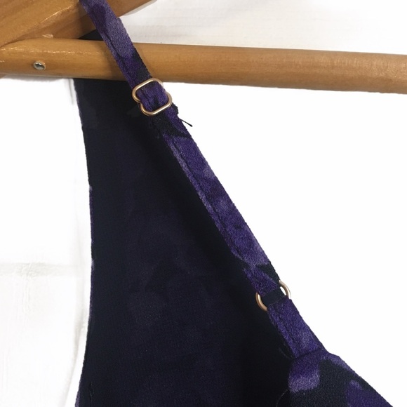 A New Day Purple Floral Lined V Neck Velvet Camisole Adjustable Straps Medium M - Picture 10 of 12